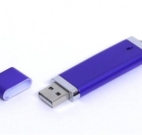 USB-флешка промо на 128 Гб прямоугольной классической формы, синий