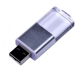 USB-флешка промо на 16 Гб прямоугольной формы, выдвижной механизм, белый