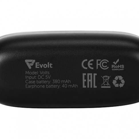 Беспроводные наушники TWS в кейсе Volts. Evolt, черный, пластик