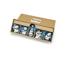 Набор елочных игрушек Снеговички кобальтовая роспись