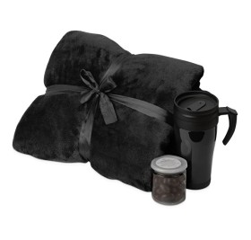 Подарочный набор с пледом, термокружкой и миндалем в шоколадной глазури 