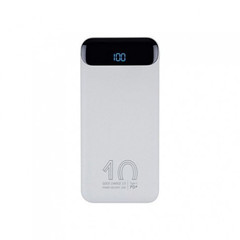 RIVACASE VA2540 (10 000mAh), QC/PD 20W внешний аккумулятор с дисплеем, белый 12/48