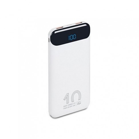 RIVACASE VA2540 (10 000mAh), QC/PD 20W внешний аккумулятор с дисплеем, белый 12/48