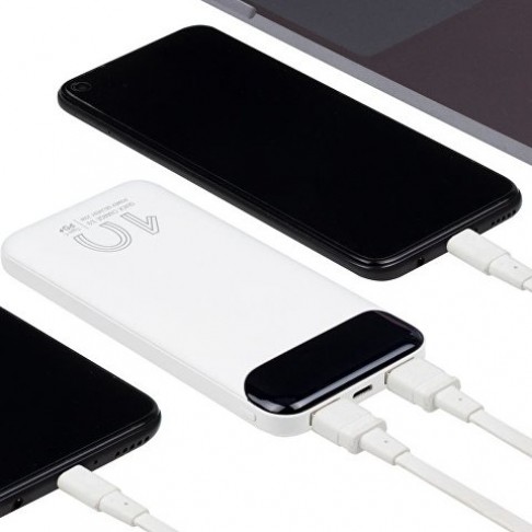 RIVACASE VA2540 (10 000mAh), QC/PD 20W внешний аккумулятор с дисплеем, белый 12/48