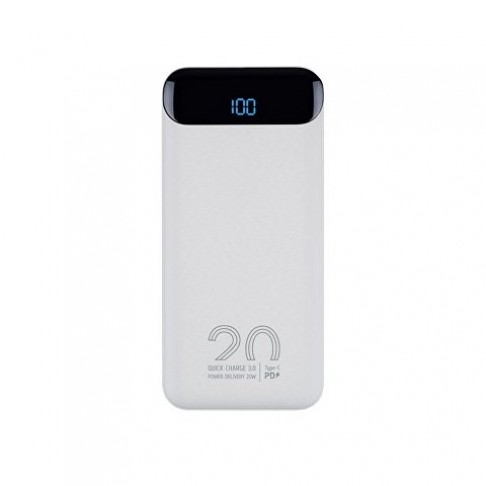 RIVACASE VA2580 (20 000mAh), QC/PD 20W внешний аккумулятор с дисплеем, белый /24
