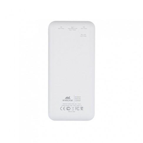 RIVACASE VA2580 (20 000mAh), QC/PD 20W внешний аккумулятор с дисплеем, белый /24