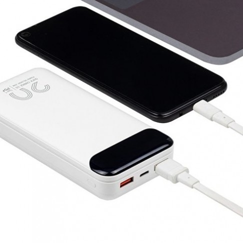 RIVACASE VA2580 (20 000mAh), QC/PD 20W внешний аккумулятор с дисплеем, белый /24