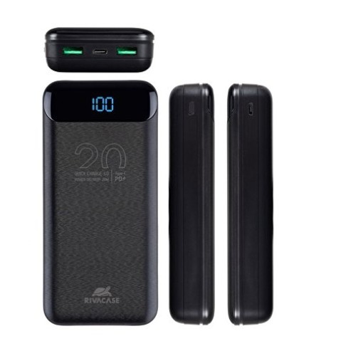 RIVACASE VA2582 (20 000mAh), QC/PD 22.5W внешний аккумулятор с дисплеем, черный /24