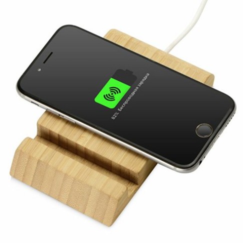 Беспроводное зарядное устройство из бамбука «Jetty», 10 Вт, натуральный