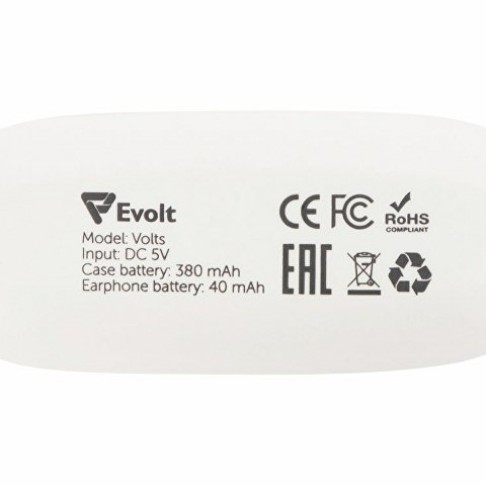 Беспроводные наушники TWS в кейсе Volts. Evolt, белый, пластик