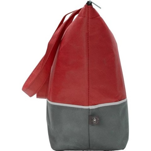 Сумка-холодильник Reviver с длинными ручками из нетканого переработанного материала RPET, красный/серый Сумка-холодильник Reviver с длинными ручками из нетканого переработанного материала RPET, красный/серый