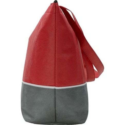 Сумка-холодильник Reviver с длинными ручками из нетканого переработанного материала RPET, красный/серый Сумка-холодильник Reviver с длинными ручками из нетканого переработанного материала RPET, красный/серый