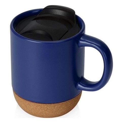 Кружка Denpasar с пробковым дном и крышкой, цветная с двух сторон, синий Кружка Denpasar с пробковым дном и крышкой, цветная с двух сторон, синий