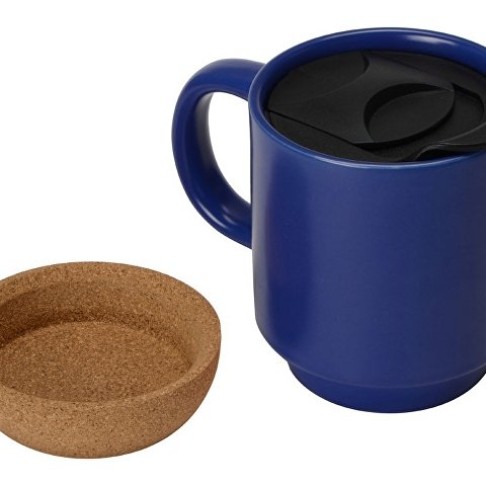 Кружка Denpasar с пробковым дном и крышкой, цветная с двух сторон, синий Кружка Denpasar с пробковым дном и крышкой, цветная с двух сторон, синий