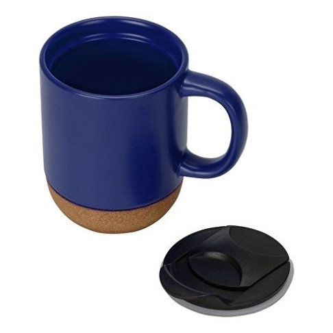 Кружка Denpasar с пробковым дном и крышкой, цветная с двух сторон, синий Кружка Denpasar с пробковым дном и крышкой, цветная с двух сторон, синий