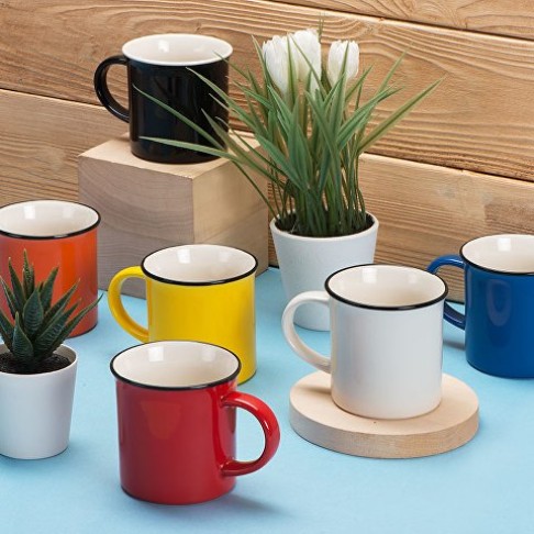 Кружка Countryside с черным ободком, белая внутри, цветная снаружи, белый Кружка Countryside с черным ободком, белая внутри, цветная снаружи, белый