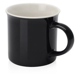 Кружка Countryside с белым ободком, белая внутри, черная снаружи, черный