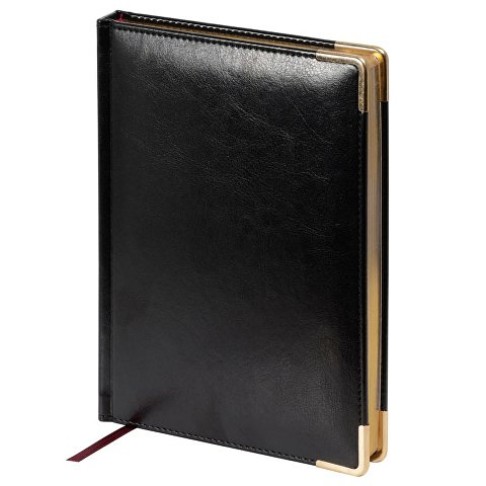 Ежедневник недатированный А5 «Sidney Nebraska», черный (золотой обрез, золотые уголки)