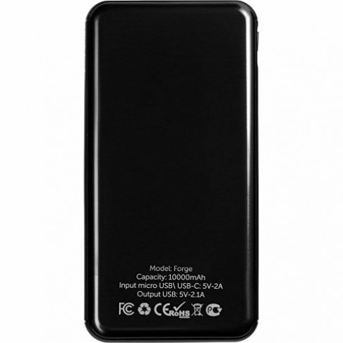 Внешний аккумулятор Forge, Evolt, металл, 10000mah, черный