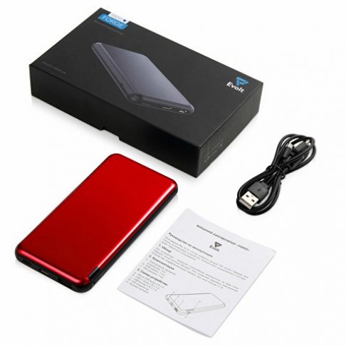 Внешний аккумулятор Forge, Evolt, металл, 10000mah, красный