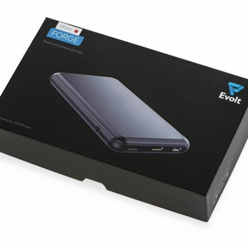 Внешний аккумулятор Forge, Evolt, металл, 10000mah, красный