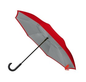 Зонт-трость наоборот Inversa, полуавтомат, красный/серый Зонт-трость наоборот Inversa, полуавтомат, красный/серый
