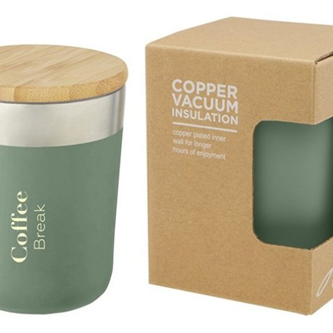 Lagan Кружка с медной вакуумной изоляцией объемом 300 мл и бамбуковой крышкой, зеленый