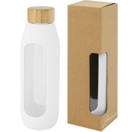 Tidan Бутылка из боросиликатного стекла объемом 600 мл с силиконовым держателем, белый