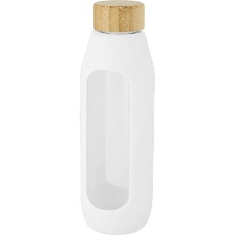 Tidan Бутылка из боросиликатного стекла объемом 600 мл с силиконовым держателем, белый