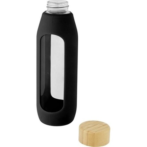 Tidan Бутылка из боросиликатного стекла объемом 600 мл с силиконовым держателем, черный