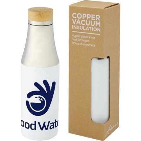 Hulan Бутылка объемом 540 мл с вакуумной изоляцией из меди и бамбуковой крышкой, белый Hulan Бутылка объемом 540 мл с вакуумной изоляцией из меди и бамбуковой крышкой, белый