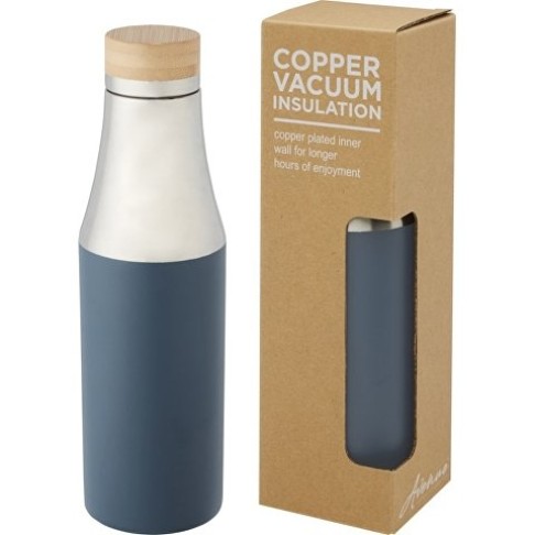 Hulan Бутылка объемом 540 мл с вакуумной изоляцией из меди и бамбуковой крышкой, синий Hulan Бутылка объемом 540 мл с вакуумной изоляцией из меди и бамбуковой крышкой, синий