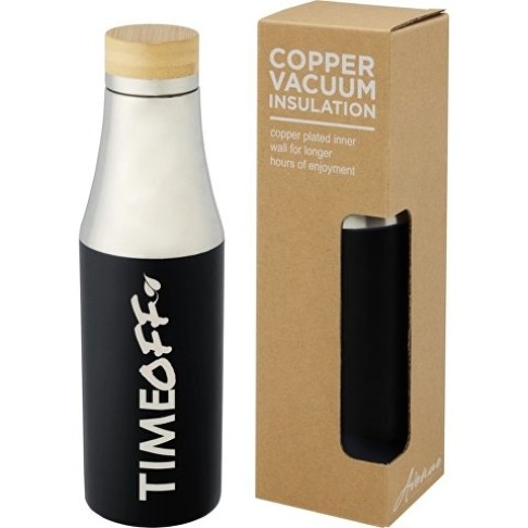 Hulan Бутылка объемом 540 мл с вакуумной изоляцией из меди и бамбуковой крышкой, черный Hulan Бутылка объемом 540 мл с вакуумной изоляцией из меди и бамбуковой крышкой, черный