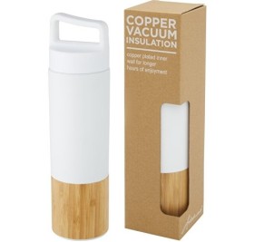 Torne Бутылка из нержавеющей стали объемом 540 мл с медной вакуумной изоляцией и внешней стенкой из бамбука, белый