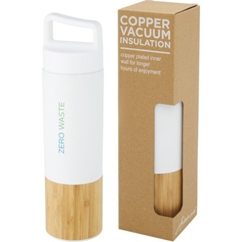 Torne Бутылка из нержавеющей стали объемом 540 мл с медной вакуумной изоляцией и внешней стенкой из бамбука, белый