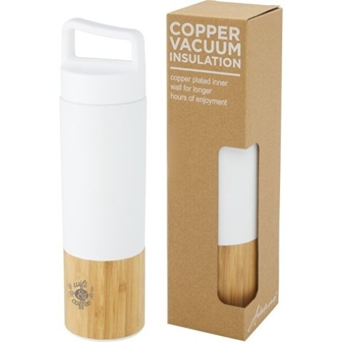 Torne Бутылка из нержавеющей стали объемом 540 мл с медной вакуумной изоляцией и внешней стенкой из бамбука, белый