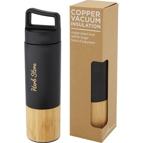 Torne Бутылка из нержавеющей стали объемом 540 мл с медной вакуумной изоляцией и внешней стенкой из бамбука, черный Torne Бутылка из нержавеющей стали объемом 540 мл с медной вакуумной изоляцией и внешней стенкой из бамбука, черный