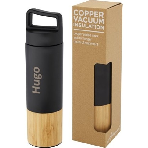 Torne Бутылка из нержавеющей стали объемом 540 мл с медной вакуумной изоляцией и внешней стенкой из бамбука, черный Torne Бутылка из нержавеющей стали объемом 540 мл с медной вакуумной изоляцией и внешней стенкой из бамбука, черный