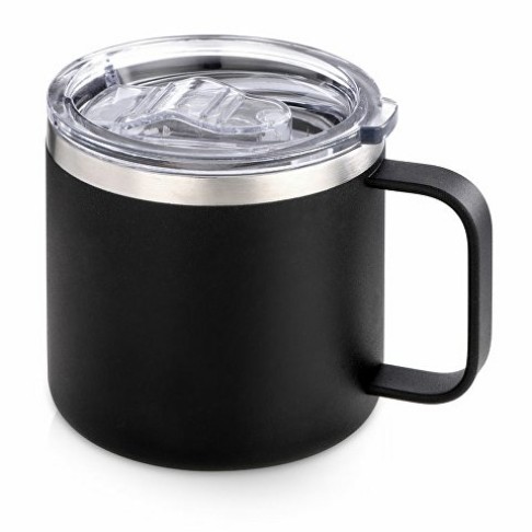 Кружка стальная Alaska с крышкой слайдером, powder coating, черный Кружка стальная Alaska с крышкой слайдером, powder coating, черный