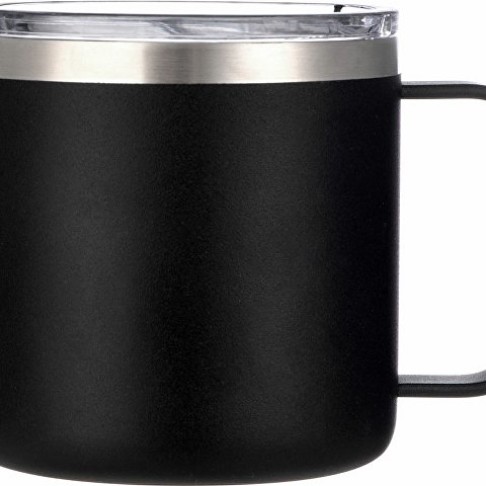 Кружка стальная Alaska с крышкой слайдером, powder coating, черный Кружка стальная Alaska с крышкой слайдером, powder coating, черный