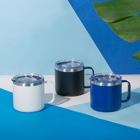 Кружка стальная Alaska с крышкой слайдером, powder coating, черный Кружка стальная Alaska с крышкой слайдером, powder coating, черный