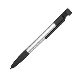 Ручка-стилус пластиковая шариковая многофункциональная (6 функций) «Multy», серебристый