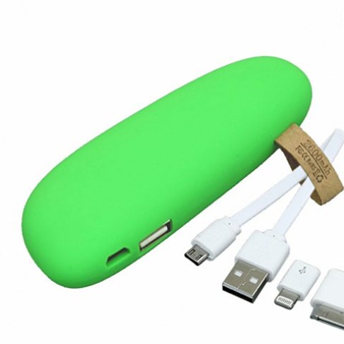 PB_Small_stone Универсальное зарядное устройство power bank в форме камня. 2600MAH. Зеленый