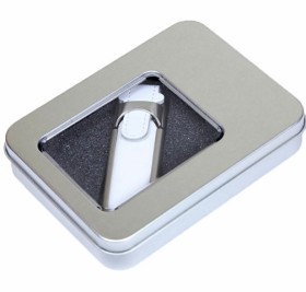Металлическая коробочка G04 серебряного цвета с прозрачным окошком