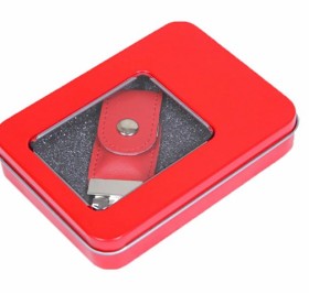Металлическая коробочка G04 красного цвета с прозрачным окошком