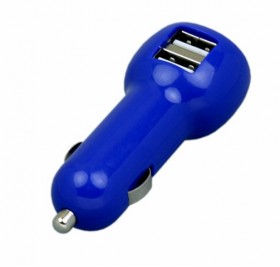 Автомобильная зарядка CC-01, 2 USB порта, синий цвет.