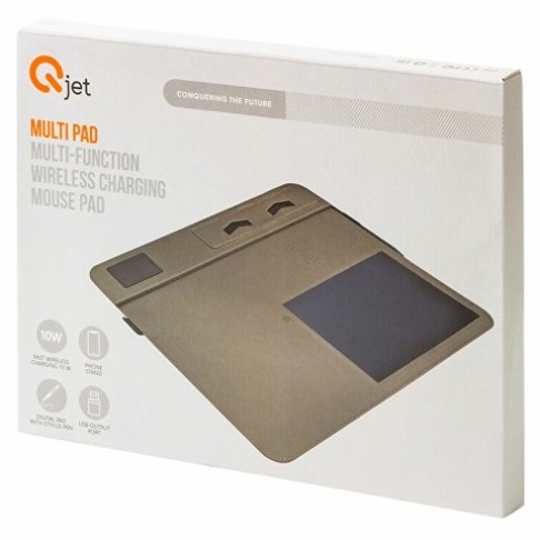 Многофункциональный коврик для мыши «Multi Pad» с беспроводной зарядкой и LCD экраном, 10 Вт, серый