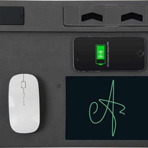 Многофункциональный коврик для мыши «Multi Pad» с беспроводной зарядкой и LCD экраном, 10 Вт, серый