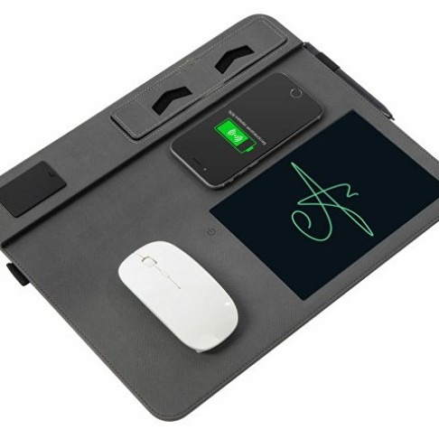 Многофункциональный коврик для мыши «Multi Pad» с беспроводной зарядкой и LCD экраном, 10 Вт, серый
