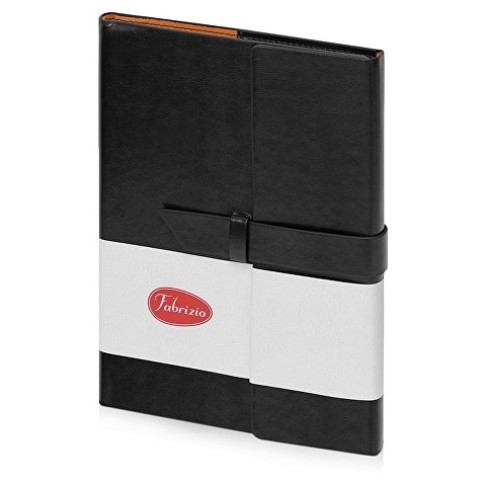 Бизнес-блокнот А5 с клапаном «Fabrizio» с ручкой, черный
